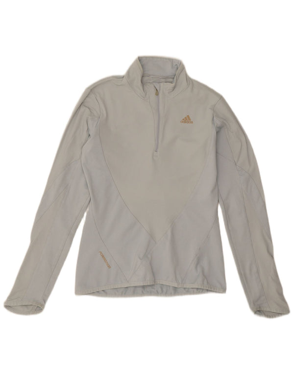 Adidas Femmes Climacool Zip Neck Pull Survêtement Top UK 10 Petit Gris
