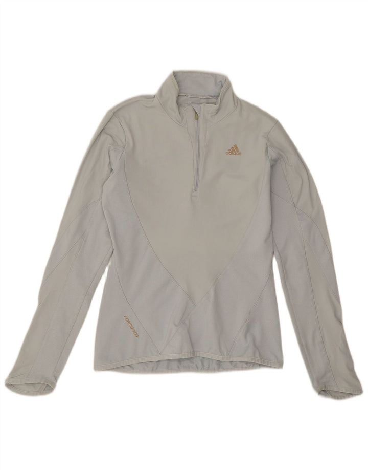 Adidas Femmes Climacool Zip Neck Pull Survêtement Top UK 10 Petit Gris