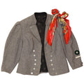 vintage Femmes Trachten 3/4 Manches Blazer Veste UK 14 Gris Moyen