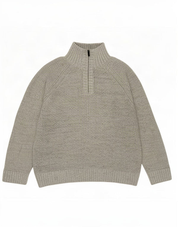 Marks & Spencer Pull Col Zippé Homme Gris Moyen Acrylique