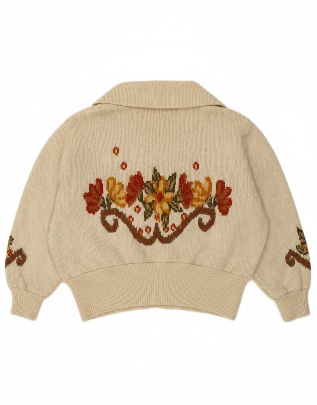 CELLINI Womens Oversized Cardigan Sweater UK 14 Medium Off White Floral