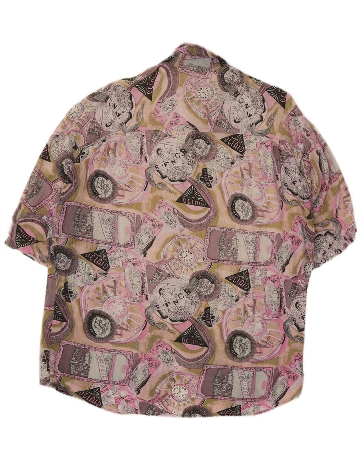 Chemise à manches courtes à motif abstrait vintage pour hommes, multicolore moyen