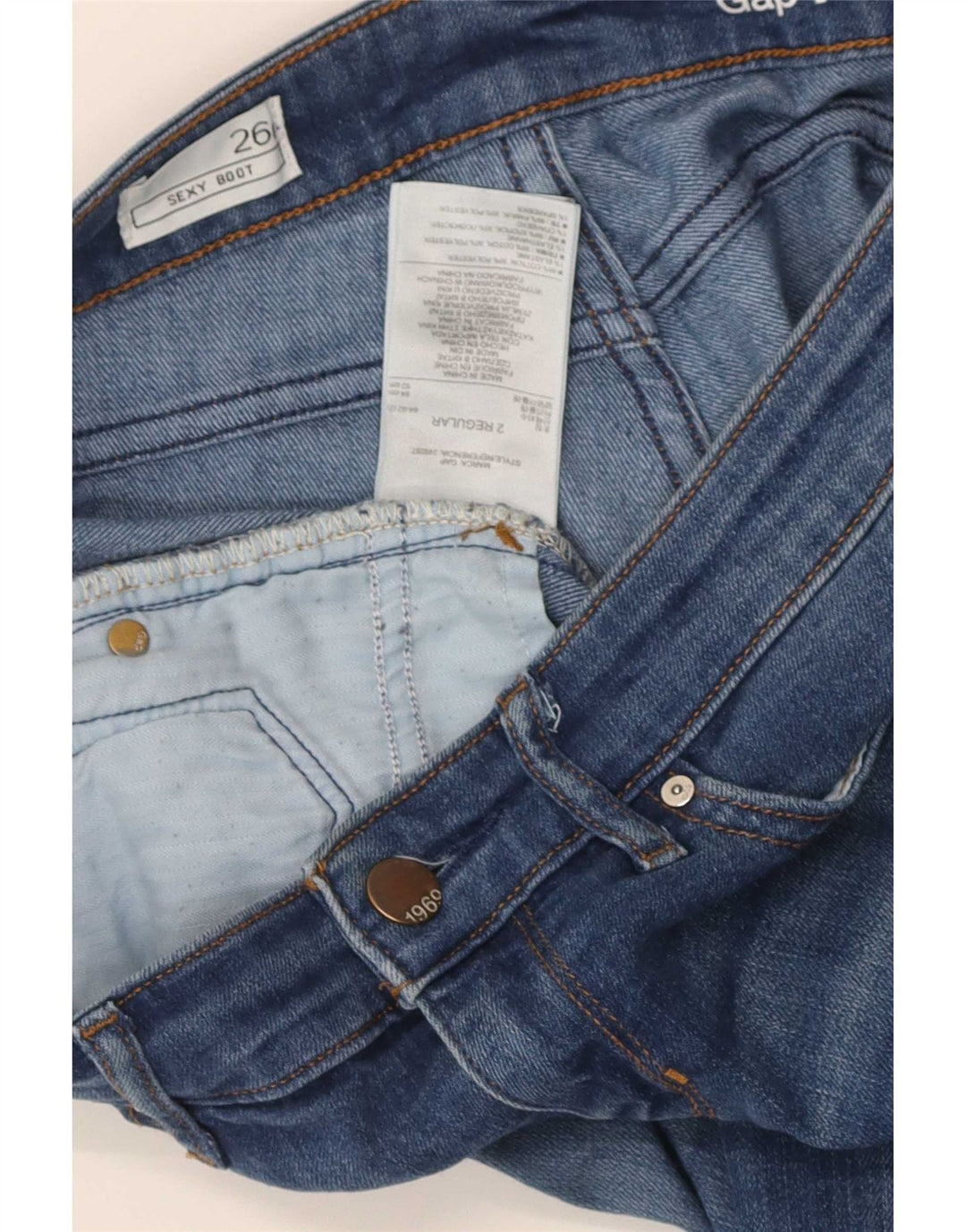 Gap Jean bootcut sexy en détresse pour femme W26 L31 en coton bleu