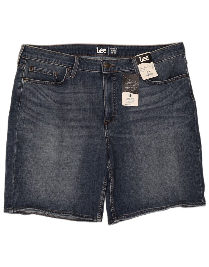 LEE Bermuda taille moyenne pour femme, coupe régulière, US 22 3XL W44, coton bleu