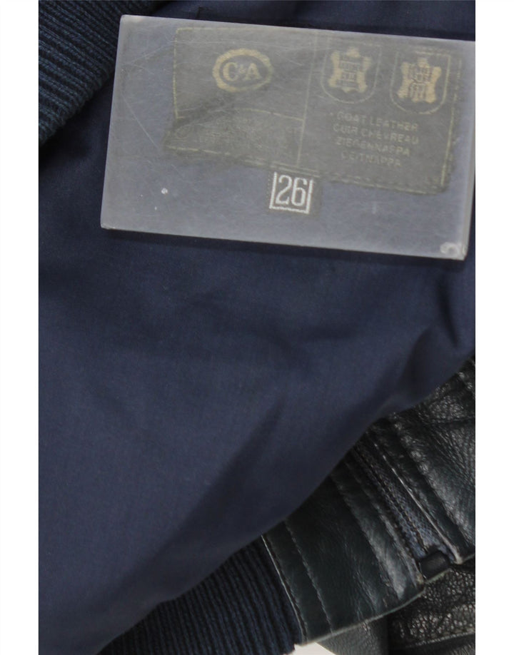 C&A Veste en cuir pour homme UK 36 Petit cuir bleu