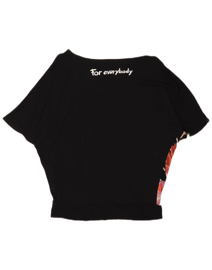 DESIGUAL T-Shirt Femme UK 44 Medium Noir Floral