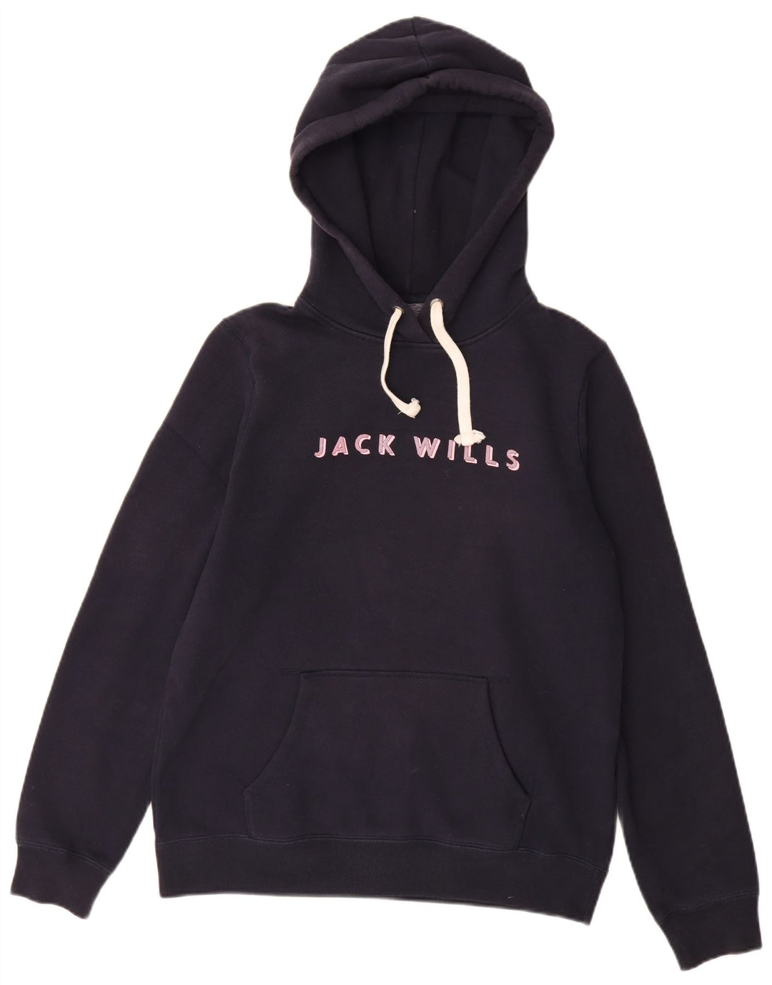JACK WILLS Pull à capuche graphique pour femme UK 12 Bleu marine moyen Coton