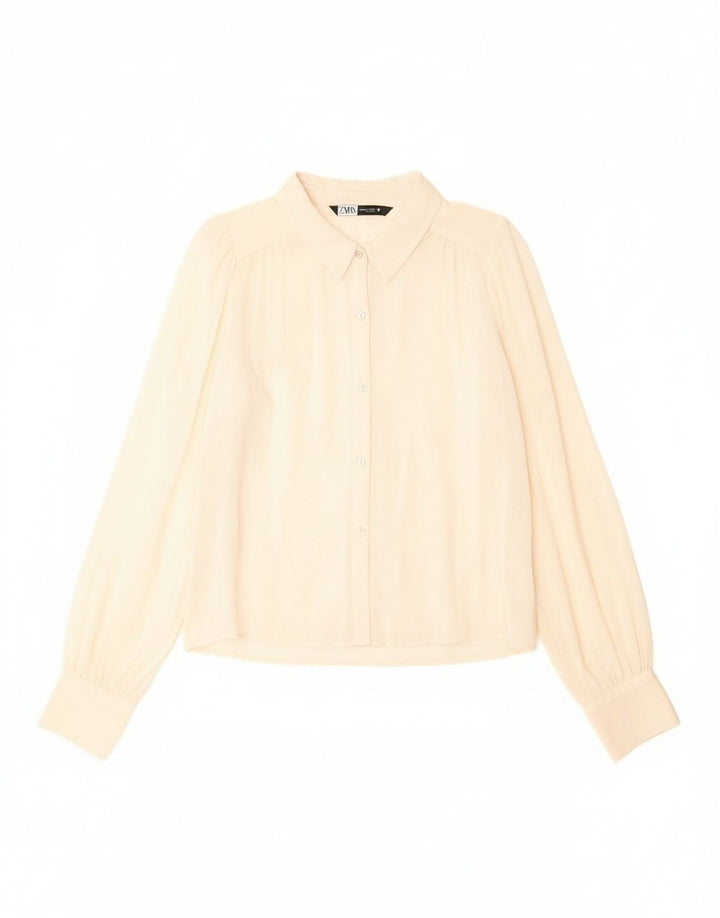 Chemise Femme Zara UK 14 Laine Vierge Blanche Moyenne