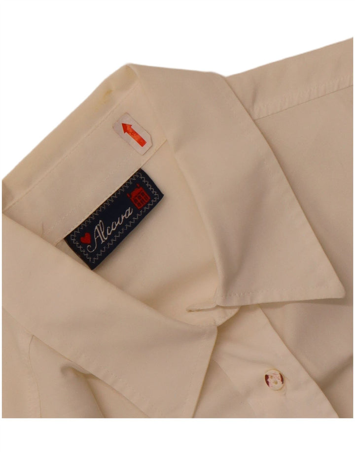 chemise graphique femme vintage UK 14 Grand coton blanc