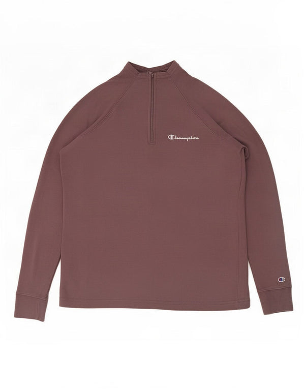 Champion Sweat-shirt à col zippé pour femme UK 14 Coton marron moyen