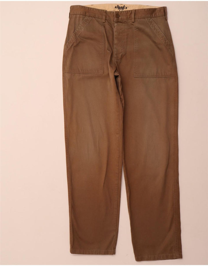 AVIREX Pantalon Chino Droit Homme W34 L33 Marron Coton