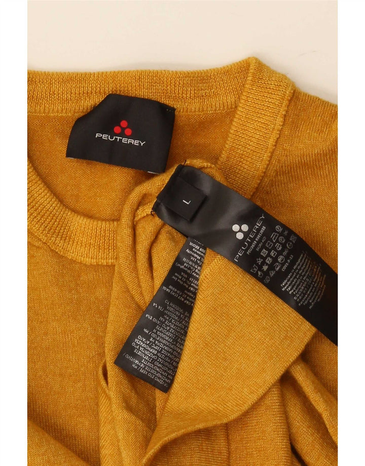 PEUTEREY Pull à col rond pour femme UK 16 Large Jaune Laine