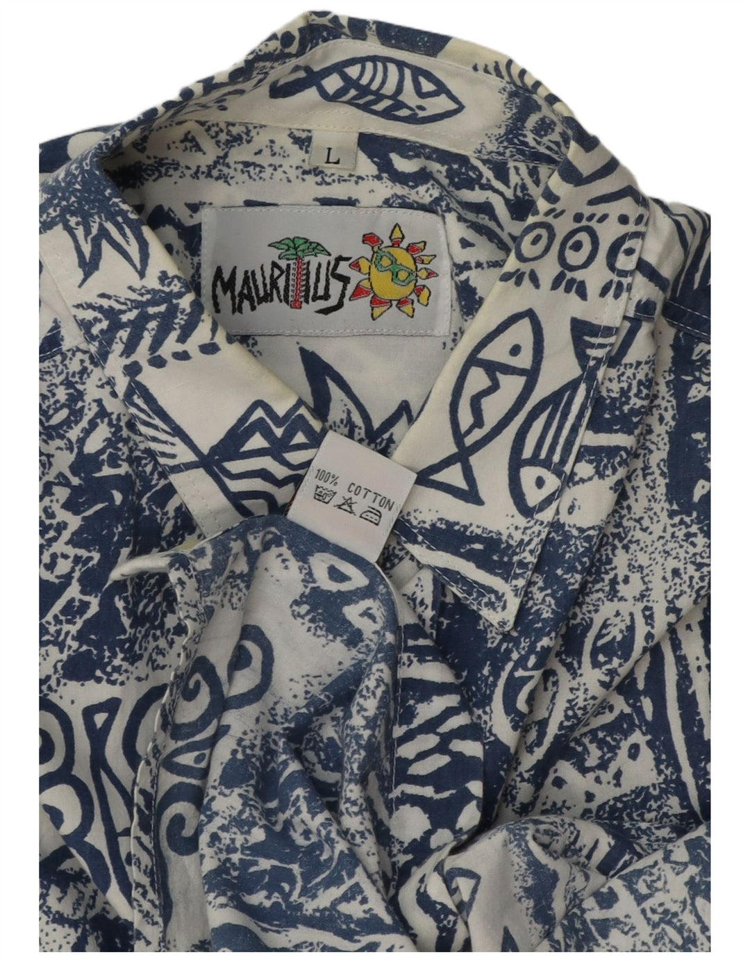 Chemise à manches courtes pour hommes, grand bleu, Patchwork, coton hawaïen