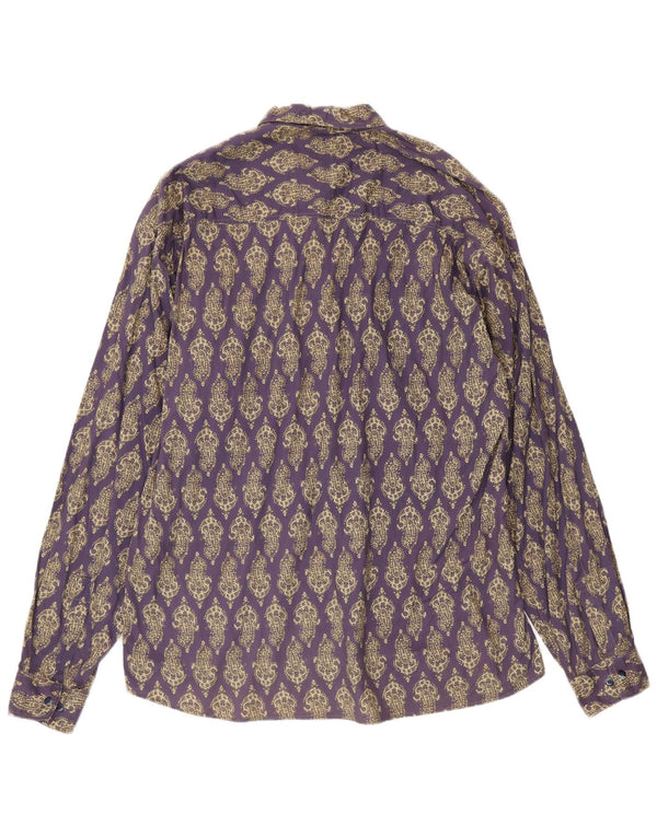 Chemise homme vintage 2XL Violet Paisley Coton