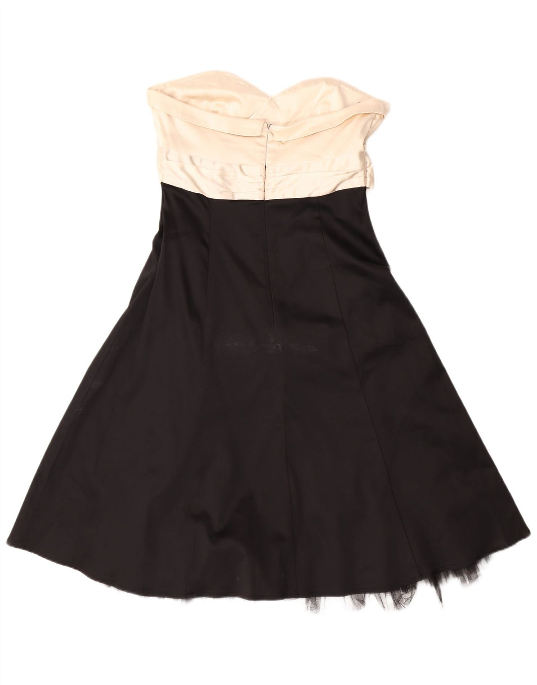 WAREHOUSE Womens Strapless Dress UK 12 Medium Black Colourblock Acetate