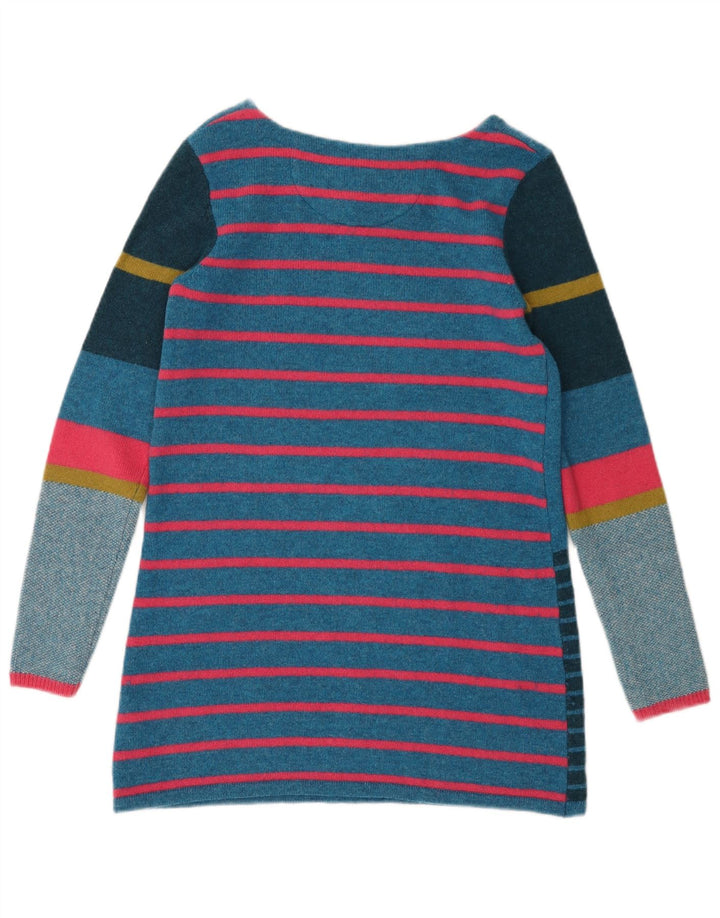 Pull White Stuff pour femme UK 10 Small en laine d'agneau rayée bleue