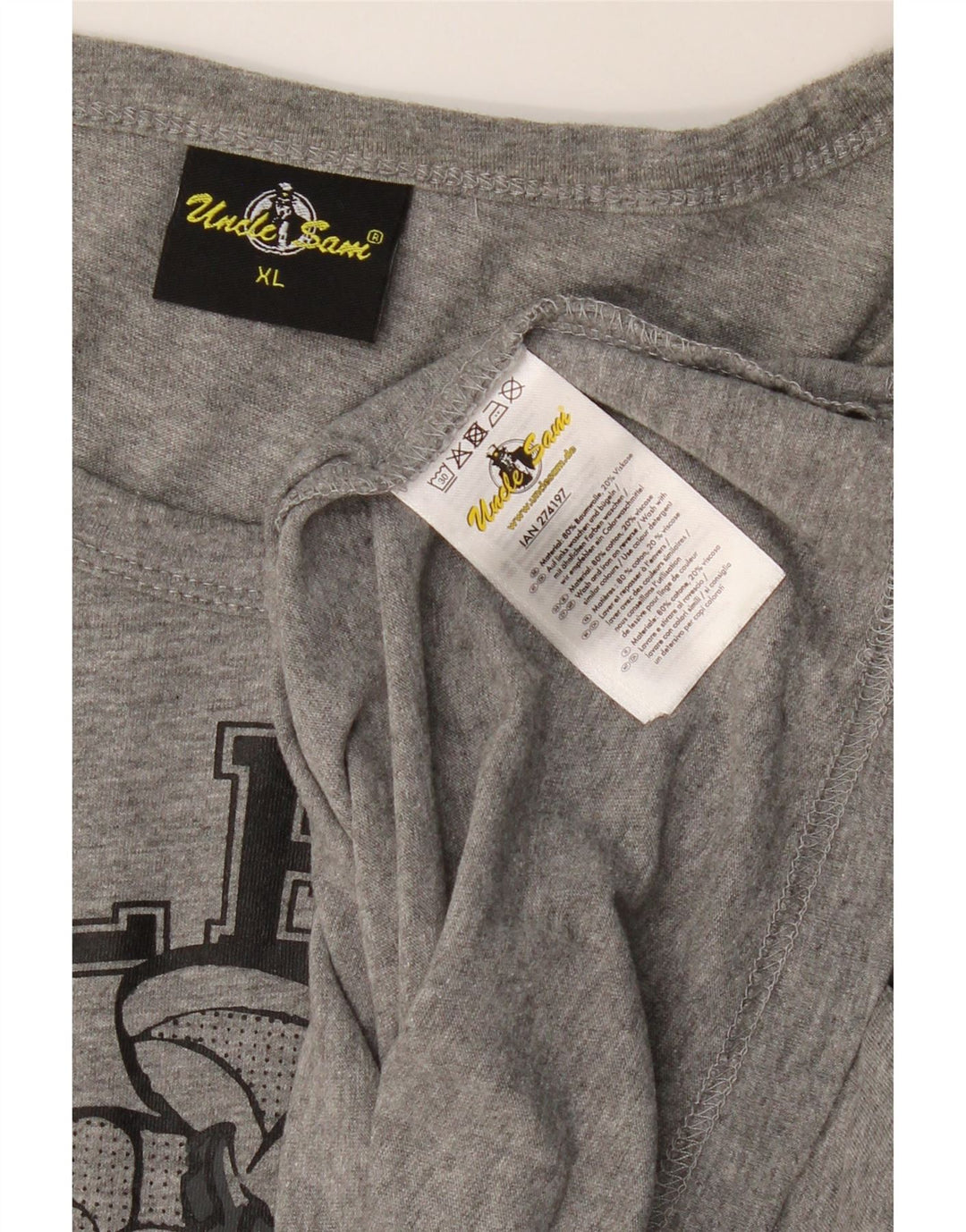 UNCLE SAM Débardeur Graphique Homme XL Gris Coton