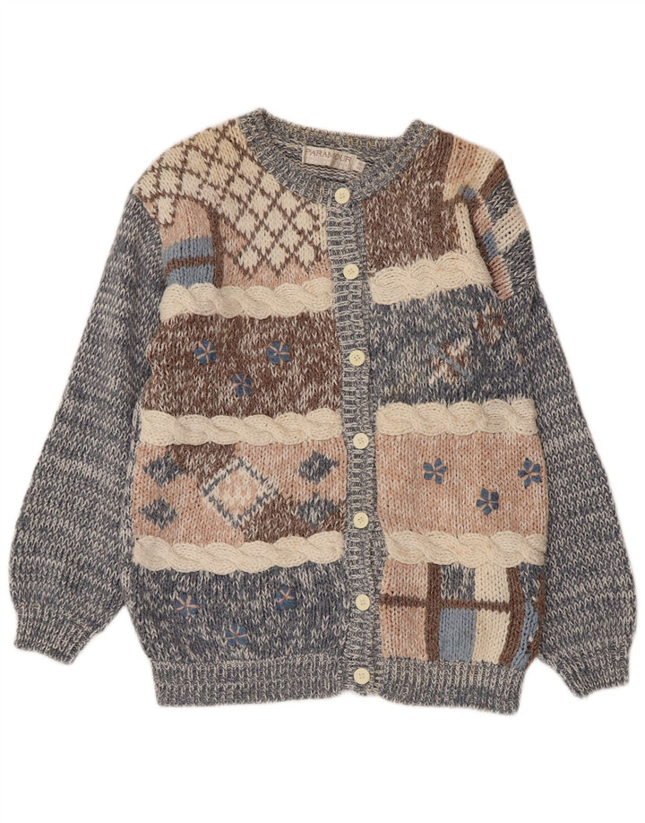 PARAMOUR Cardigan Femme Taille Unique Bleu Patchwork Ramie