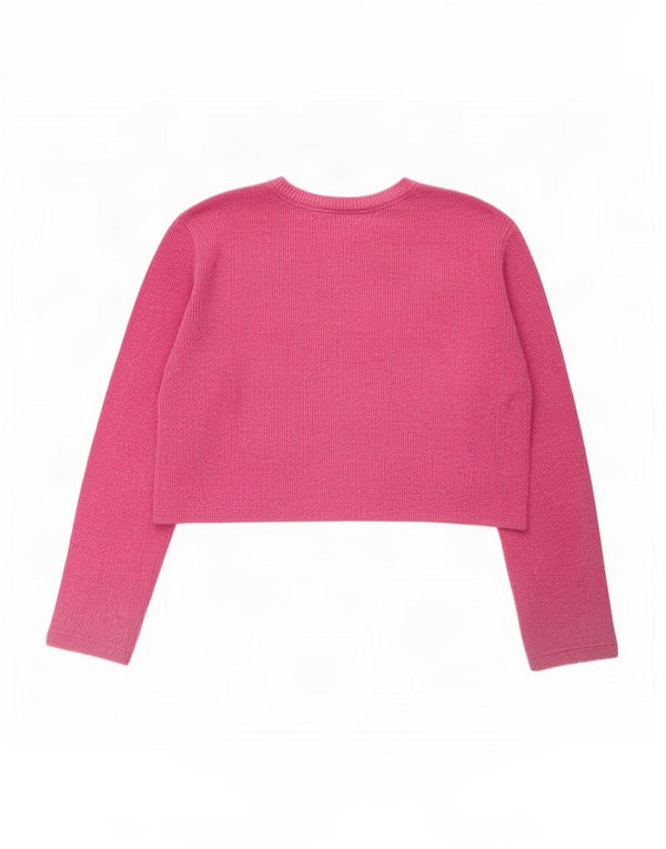 Zara Womens Crop Top Manches Longues UK 10 Petit Coton Rose