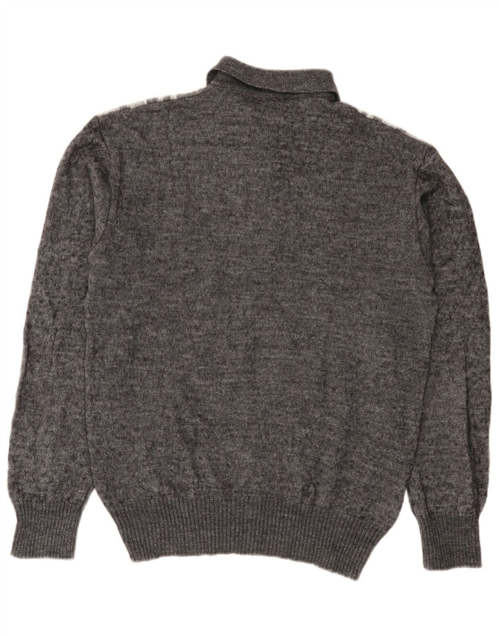 Rinaldi Pull à col polo pour homme Gris moyen Argyle/Diamond Laine