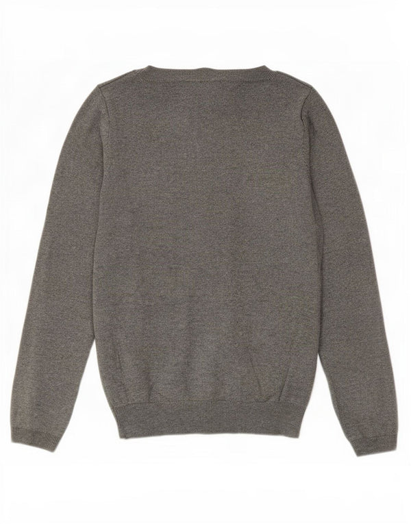 Zara Pull court à col bateau pour femme UK 12 Gris moyen Coton
