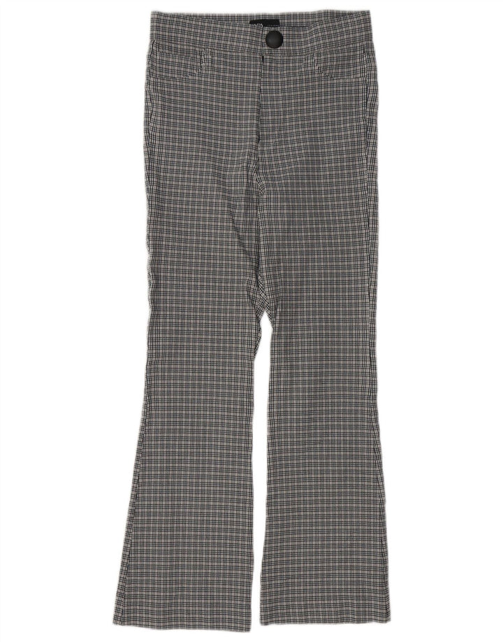 Pantalon décontracté bootcut femme Zara moyen W28 L26 gris pied-de-poule viscose