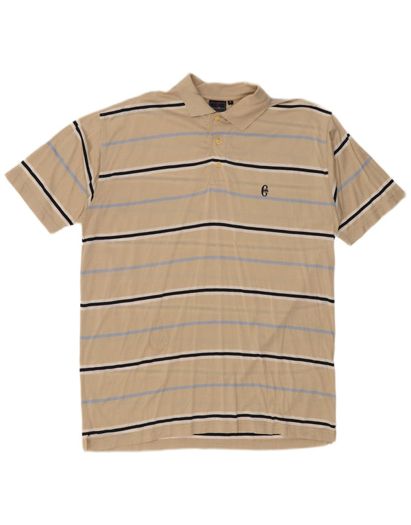 CONTE OF FLORENCE Polo Homme XL Coton Rayé Beige