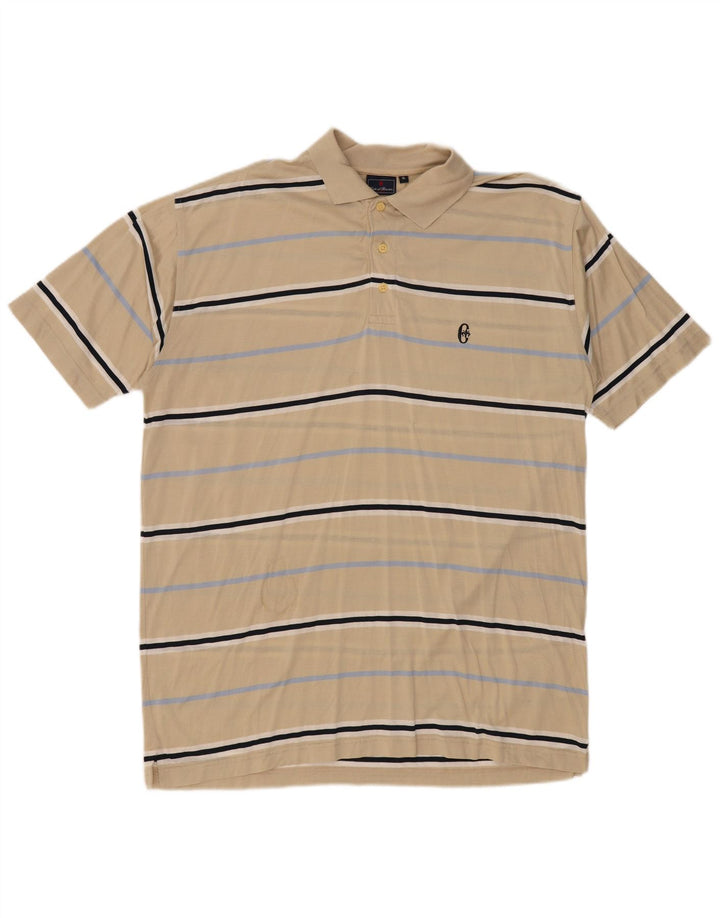 CONTE OF FLORENCE Polo Homme XL Coton Rayé Beige