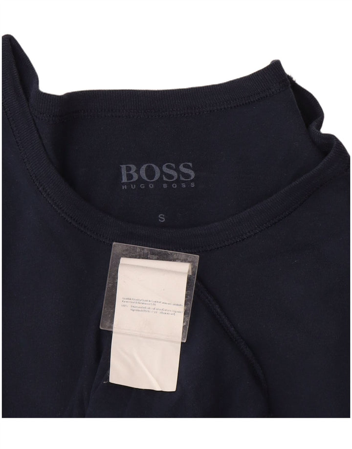 Hugo Boss Homme T-Shirt Top Petit Bleu Marine Coton