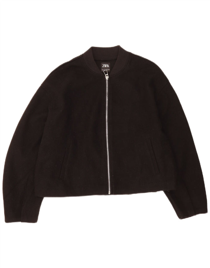 Zara Veste bomber surdimensionnée pour femme UK 14 Polyester noir moyen