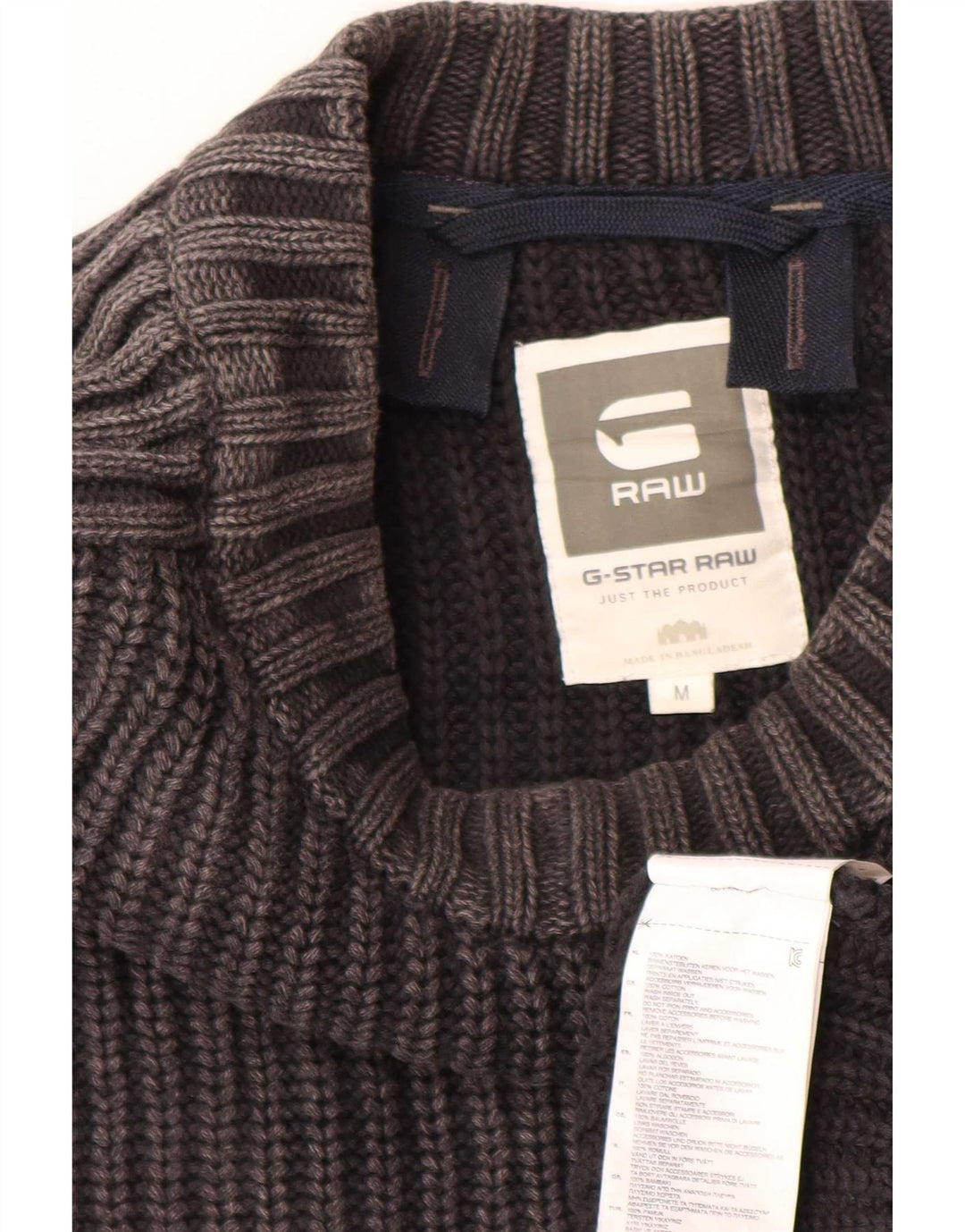 G-Star Pull Col Bateau Homme Gris Moyen Coton