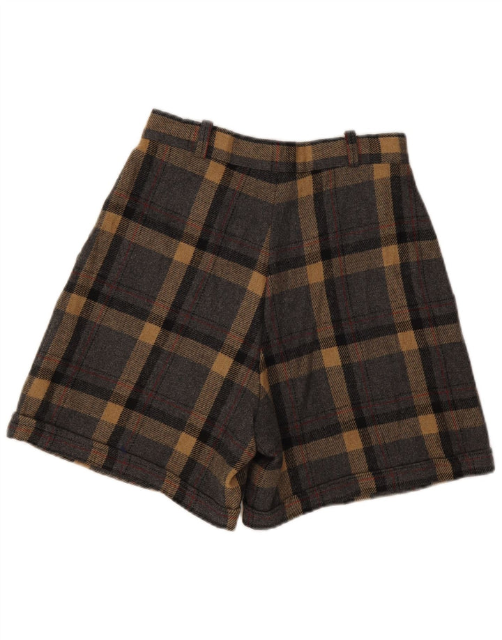 VINTAGE Short chino jambe large pour femme IT 42 Medium W28 Gris Plaid