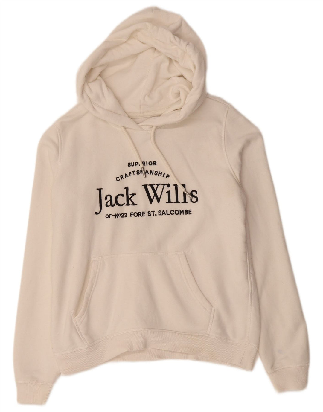 JACK WILLS Pull à capuche surdimensionné graphique pour femme UK 10 Petit coton blanc