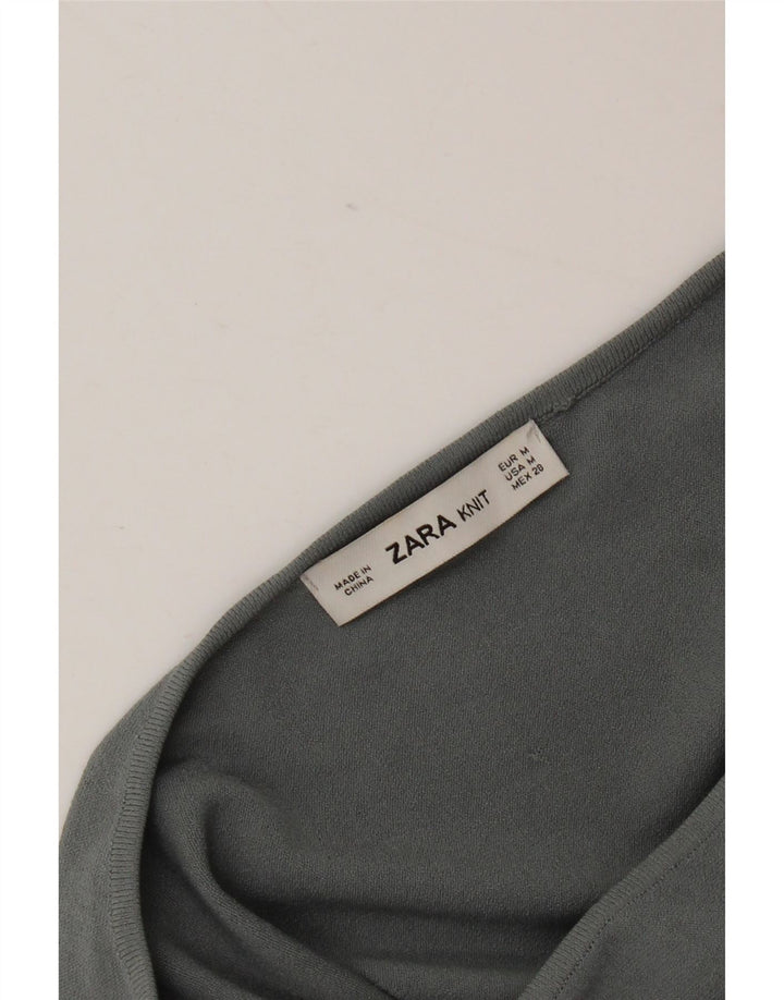Zara Womens Batwing Blouse Top UK 14 Gris Moyen