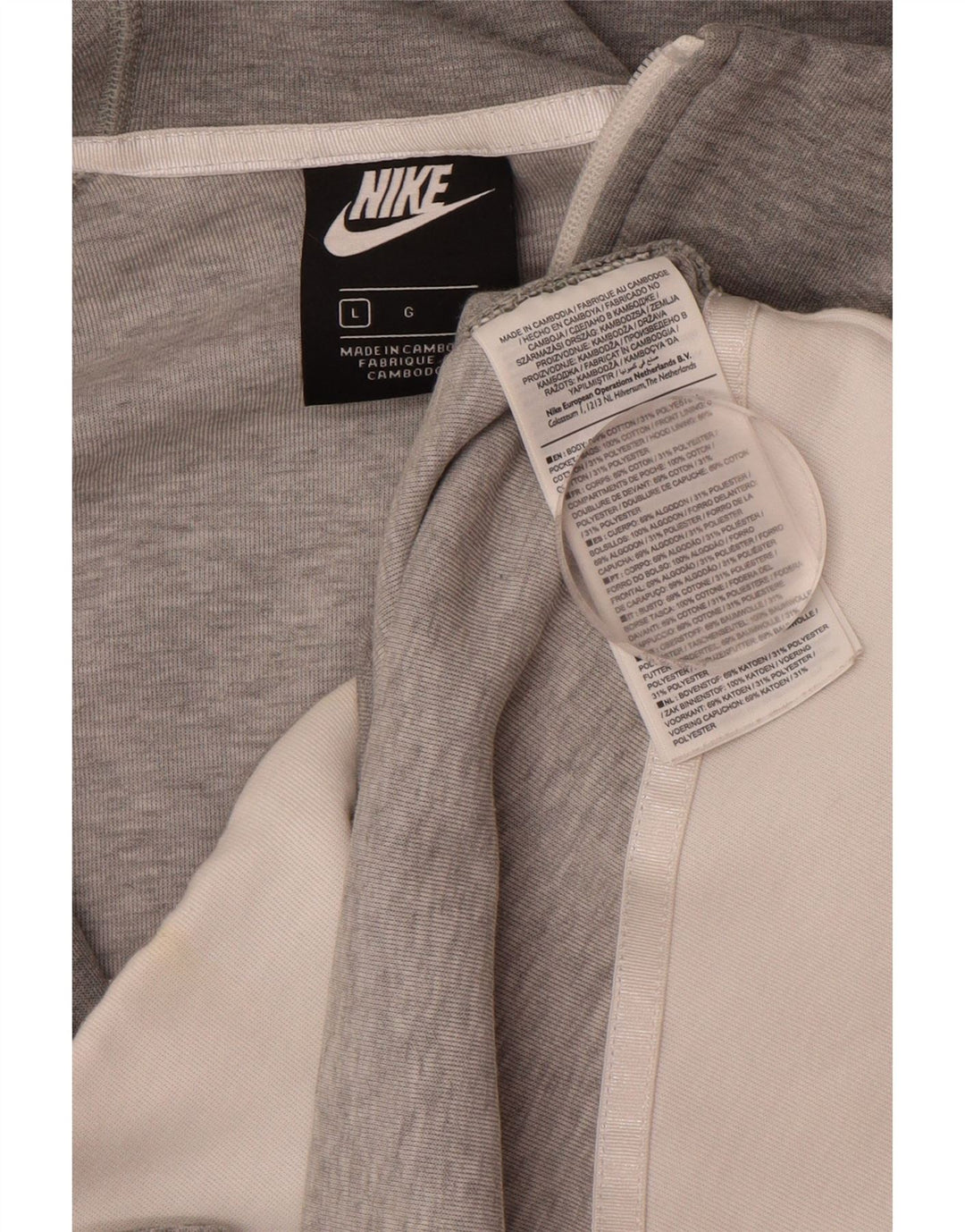 NIKE Pull à capuche zippé pour femme UK 16 Grand coton gris