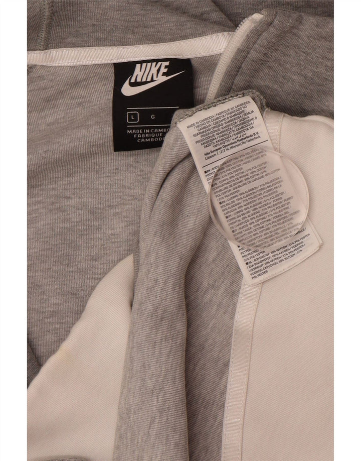 NIKE Pull à capuche zippé pour femme UK 16 Grand coton gris