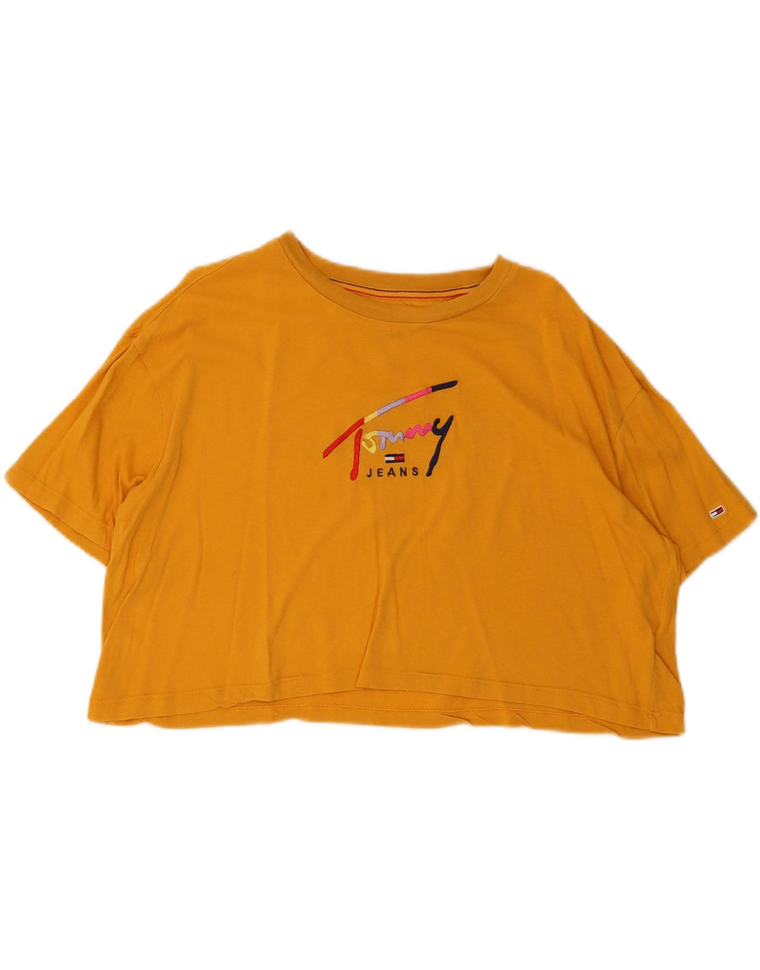 TOMMY HILFIGER Womens Oversized Graphic T-Shirt Top UK 14 Medium Orange Vintage Tommy Hilfiger and Second-Hand Tommy Hilfiger from Messina Hembry 