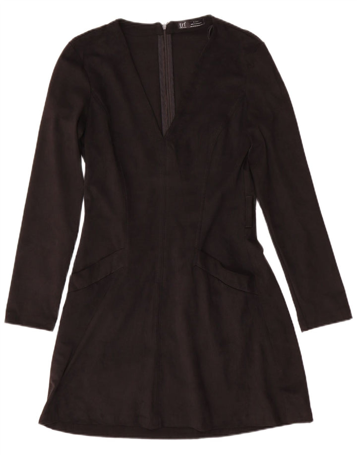 Zara Robe trapèze à manches longues pour femme UK 12 Polyester noir moyen