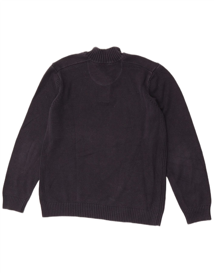 Marks & Spencer Pull à col boutonné pour homme Taille L Bleu marine