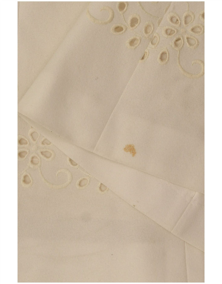 vintage Femme Robe A-Line IT 42 Polyester Floral Blanc Moyen