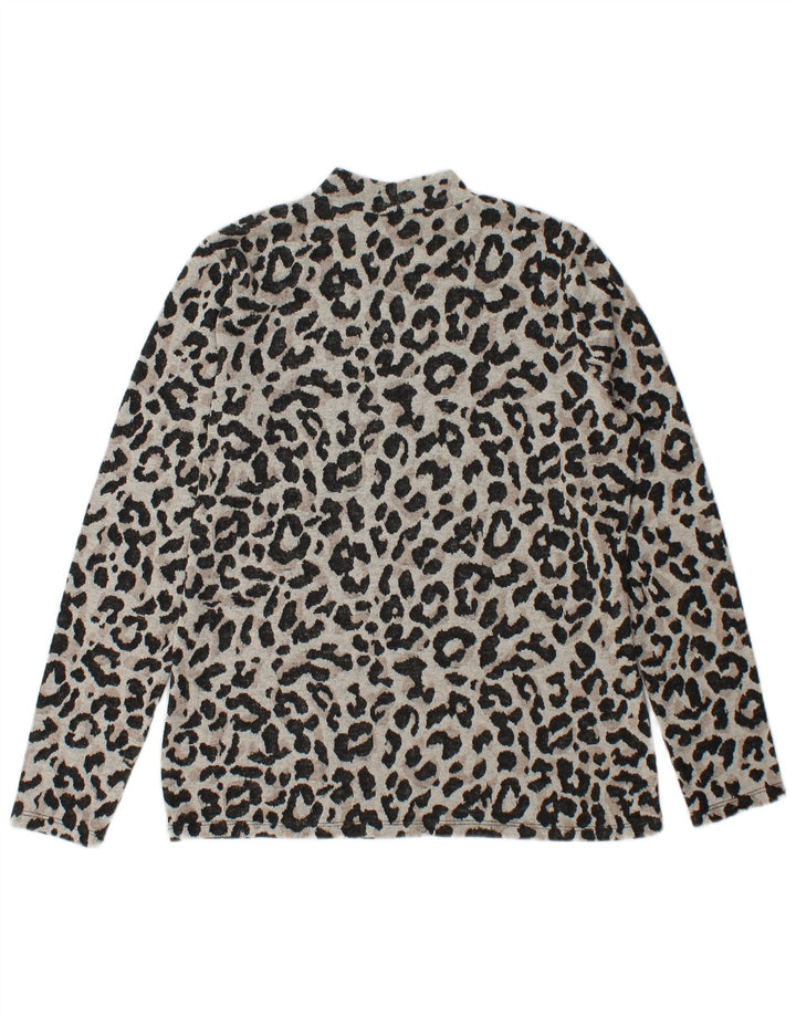 Oasis Haut Femme Manches Longues UK 44 Gris Moyen Imprimé Animal Polyester