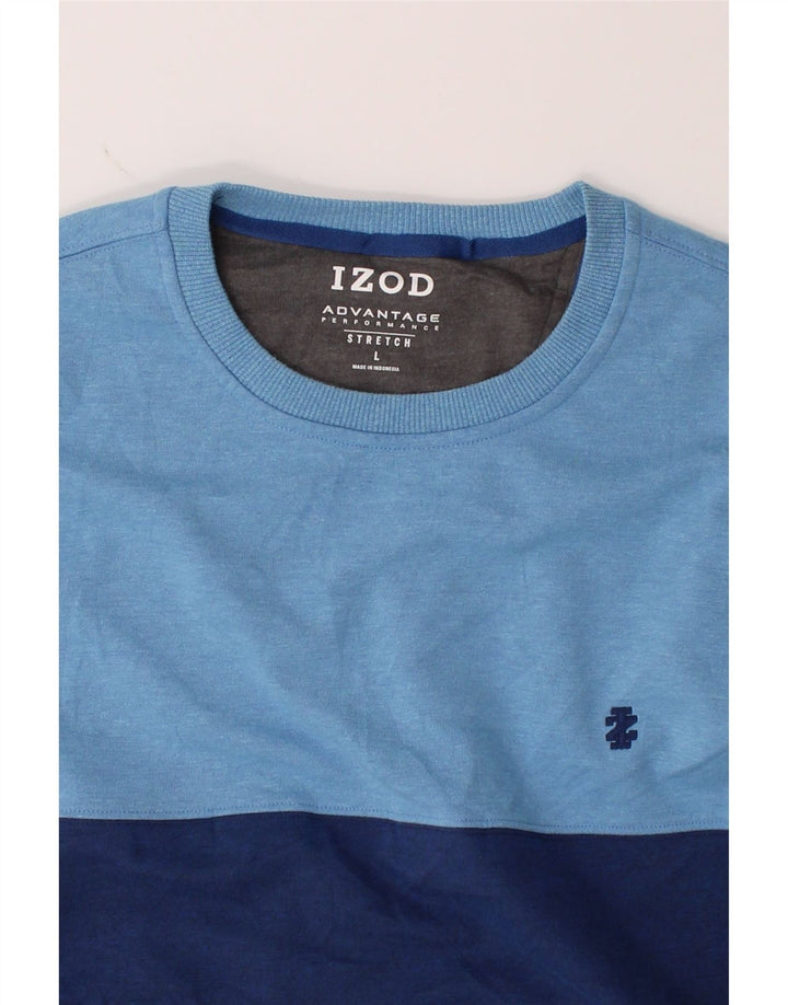 IZOD Mens Sweatshirt Jumper Large Blue Colourblock Vintage Izod and Second-Hand Izod from Messina Hembry 