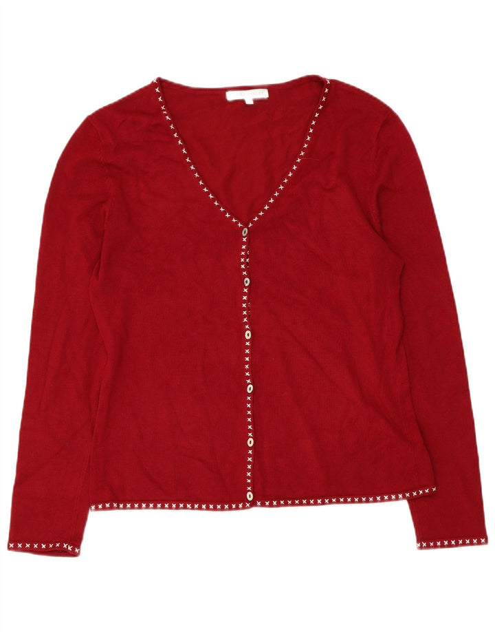 LAURA ASHLEY Pull Cardigan Femme UK 14 Viscose Rouge Moyen