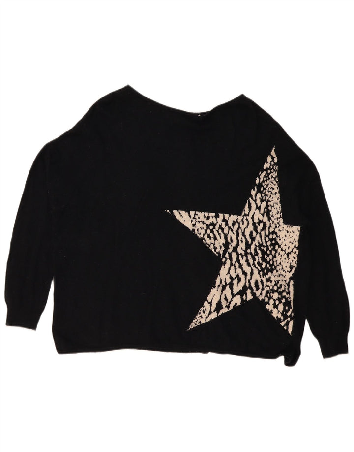 MINT VELVET Pull à col bateau à motif abstrait pour femme UK 10 Small Bl