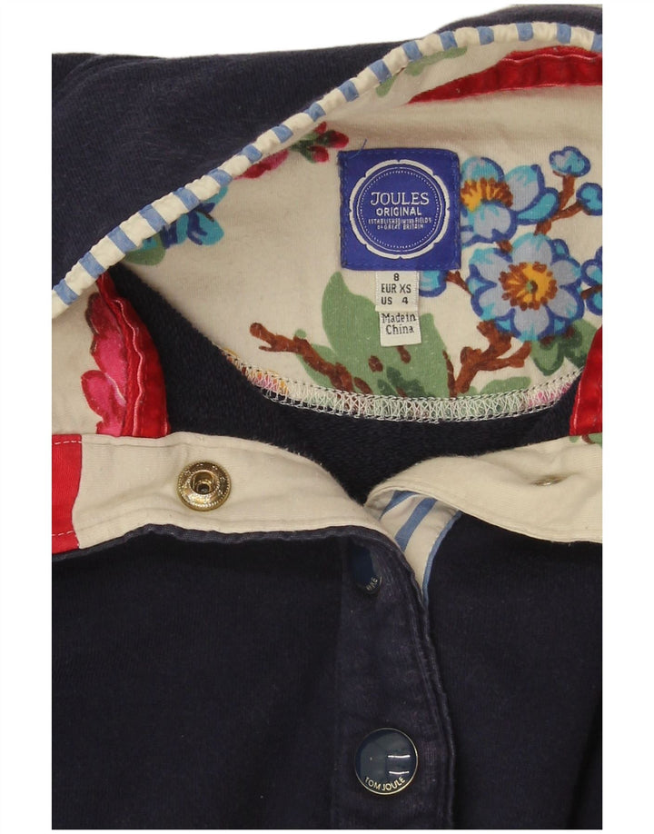 Joules Womens Button Neck Sweatshirt Jumper UK 8 Small Bleu Marine Coton