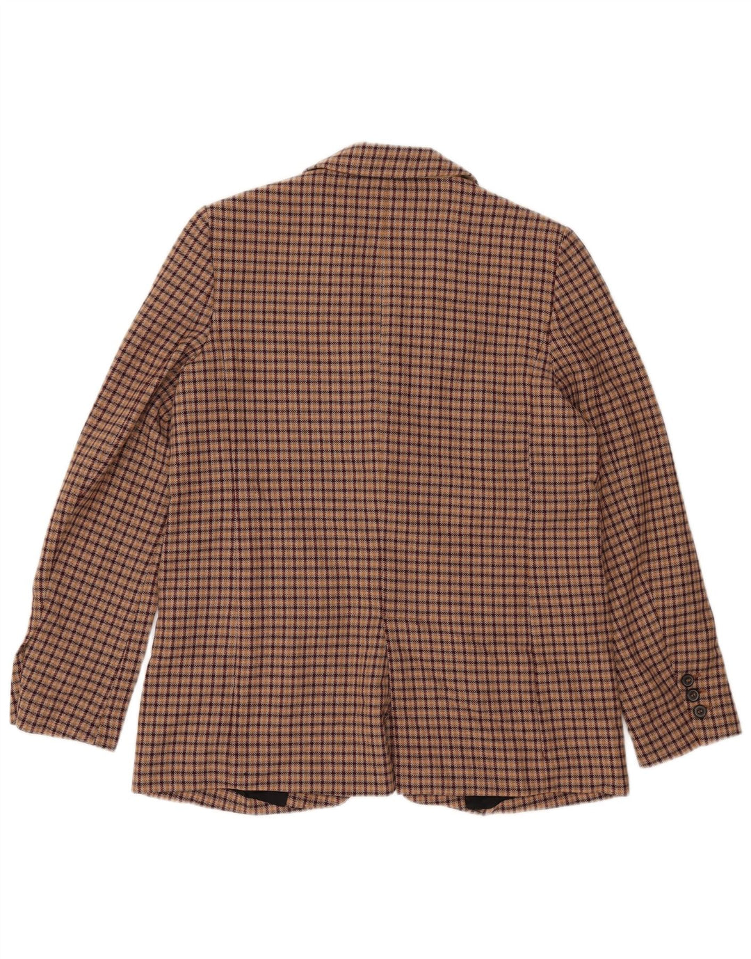 ZARA Veste blazer à 2 boutons pour femme UK 14 en viscose à carreaux marron moyen