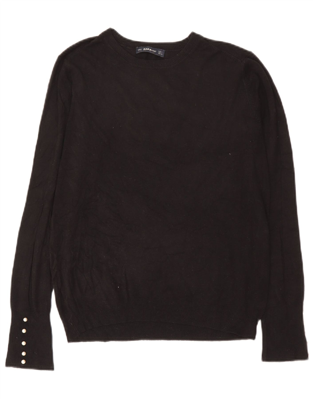 Zara Pull ras du cou pour femme UK 14 Large Noir