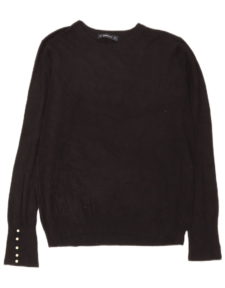Zara Pull ras du cou pour femme UK 14 Large Noir