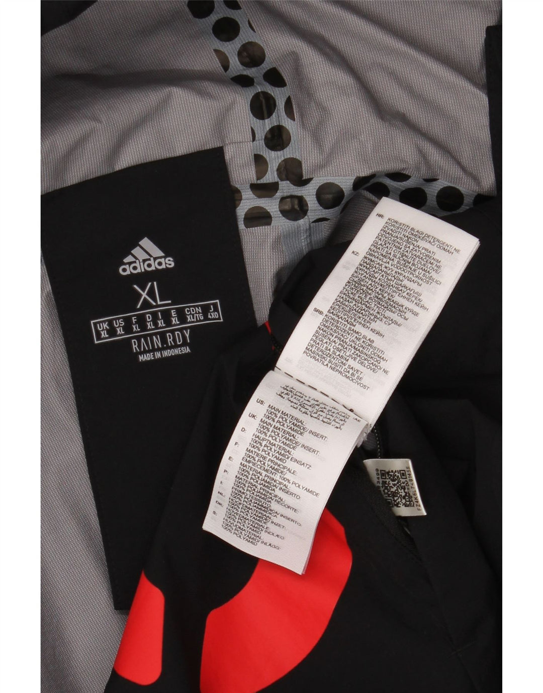 ADIDAS Veste de pluie à capuche graphique pour homme UK 42 XL Noir Polyamide