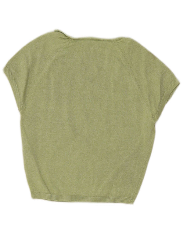 Zara Womens Short Sleeve Crop Top UK 8 Small Vert Viscose